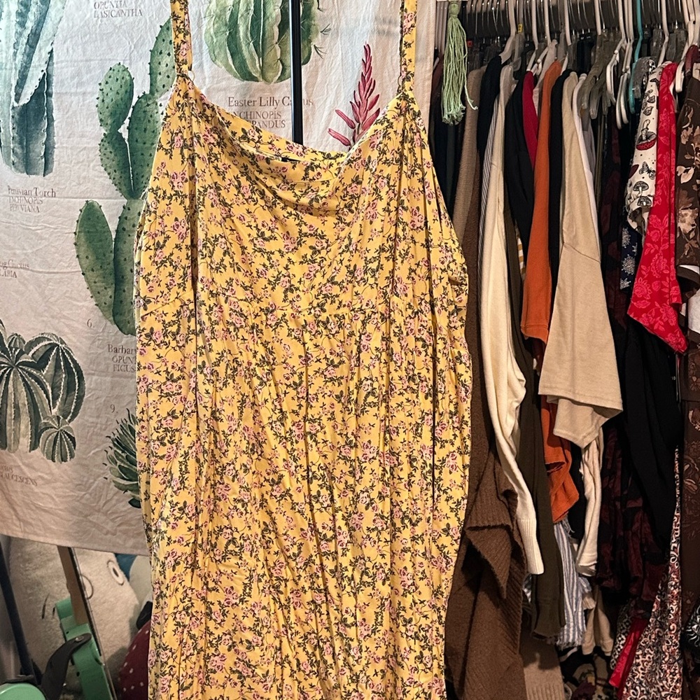 Torrid Strapless Yellow Floral Dress